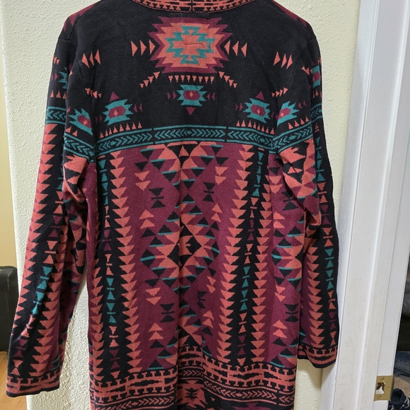 Cotton & Rye Vibrant Geometric Cardigan - Black, Pink, Turquoise - Picture 2 of 3
